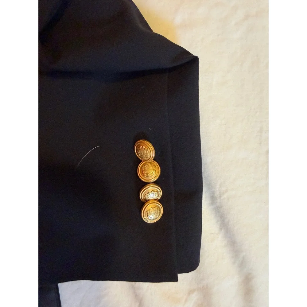 Jos A Bank Executive Mens 46 Long Black 100% Wool 2‎ Button Blazer Gold Button